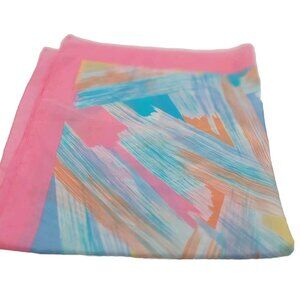 Vintage Pastel Abstract Square Scarf Pink Blue White 30" Made In Italy